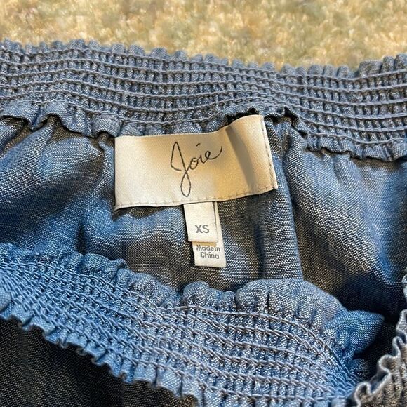 Joie Amesti Linen Off The Shoulder Chambray Blouse XS - Picture 6 of 6